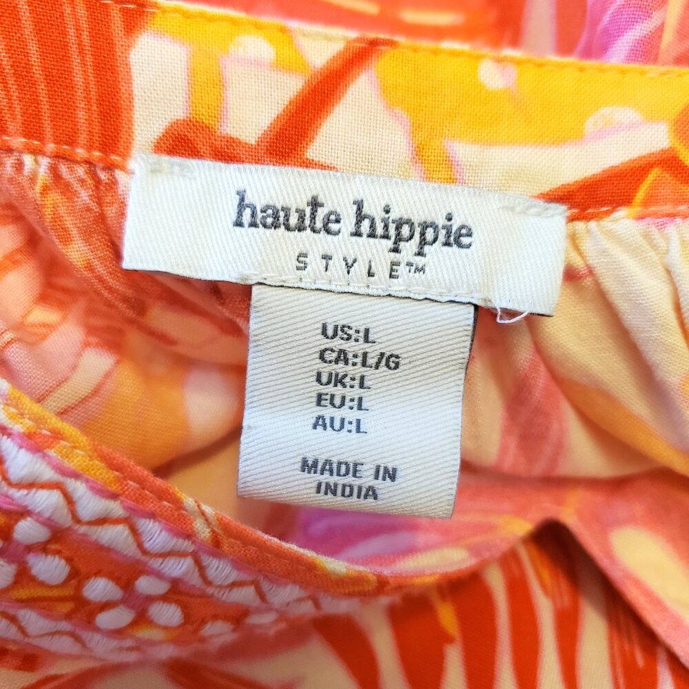 Haute Hippie Tropical Embroidered Popover Top - Picture 5 of 6